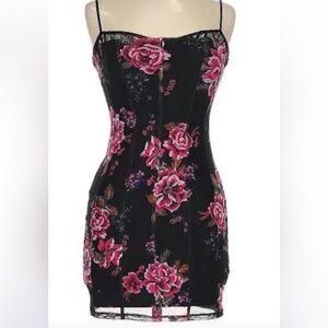 Revolve AFRM Prima Dress in Noir Pink Bouquet corset mini dress XXL